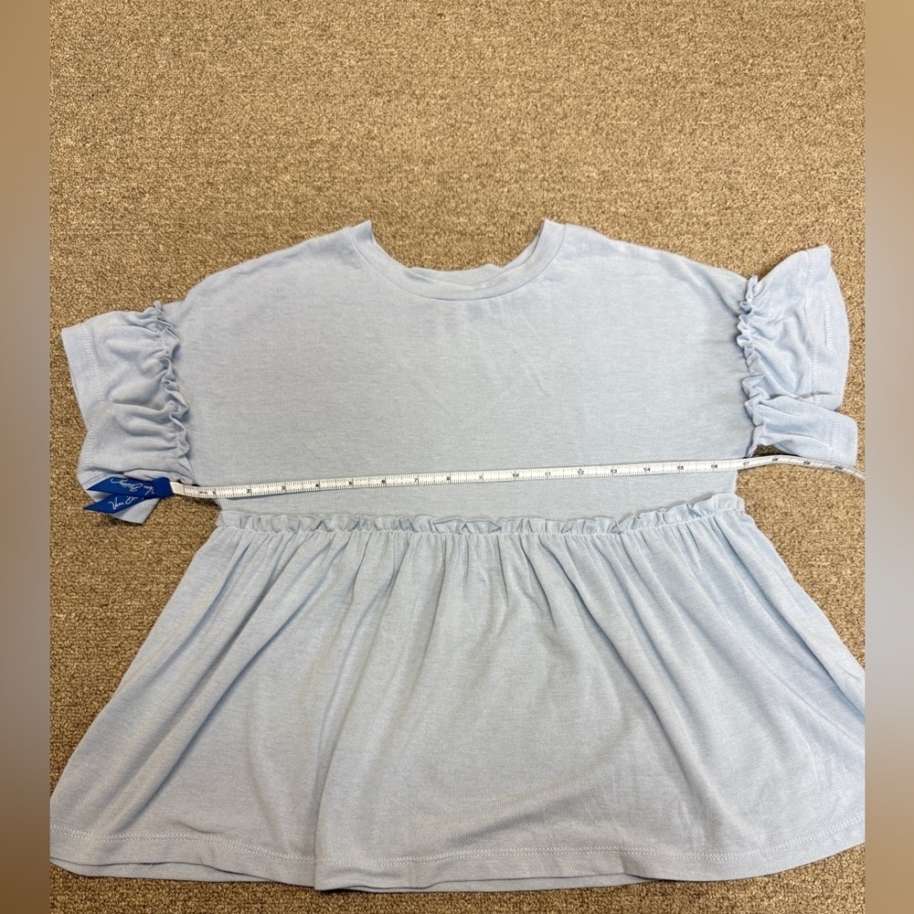 Hayden Girls: Girls Light Blue Ruffle Short Sleeve Top, Size M - Picture 4 of 7